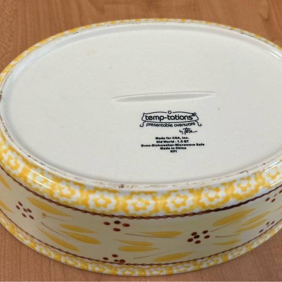 temptations bakeware presentable ovenware old world yellow Tara serving bowl - Picture 3 of 6